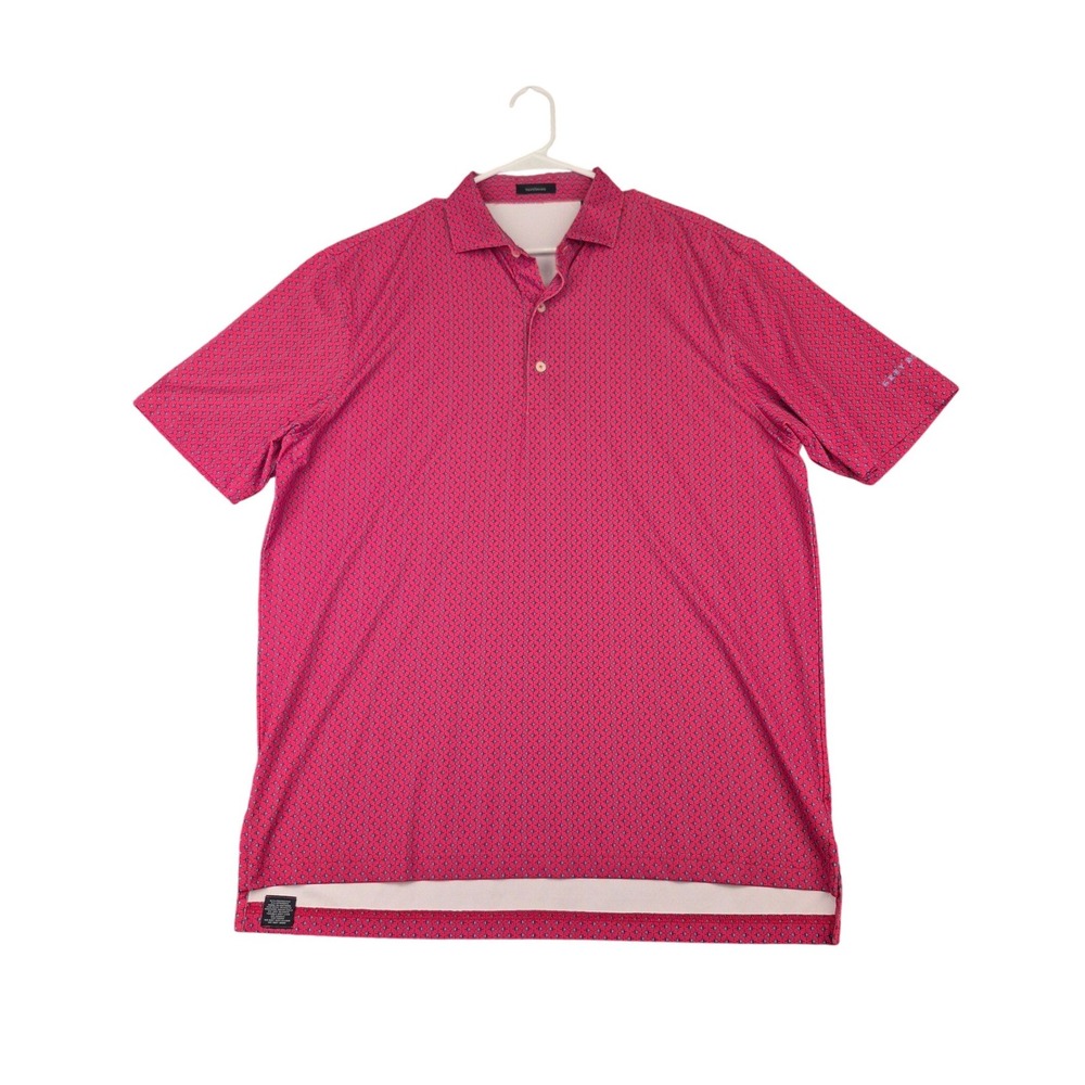 Turtleson Mens Pink Starburst Performance Golf Polo Shirt Size‎ Large Grey Rock